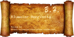 Blumeier Henrietta névjegykártya